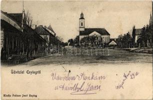 1905 Enying, tér, Református templom. Kiadja Politzer Jenő (EK)