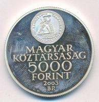 2003. 5000Ft Ag "Rákóczi szabadságharc 300. évfordulója" T:1 (eredetileg PP) ujjlenyomat A...