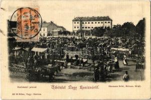 1903 Nagykanizsa, Hetivásári jelenet, piaci árusok. Alt & Böhm kiadása (EK)