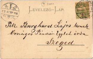 1904 Mezőtúr, Nemzeti szálloda, Református templom és iskola (fa)