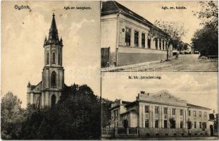 1928 Gyönk, Evangélikus templom és iskola, M. kir. Járásbíróság