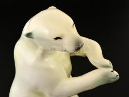 Jelzés nélküli jegesmedve, kézzel festett, apró lepattanással, m: 21 cm