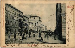 1900 Fiume, Rijeka; Via Porto / street view. C. Ledermann jr. 2282. (kis szakadás / small tear)