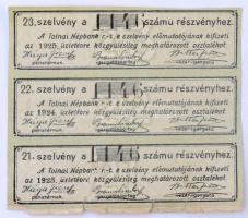 Tolna 1905. "A Tolnai Népbank Részvénytársaság" részvénye 100K-ról, szárazpecséttel, szelv...