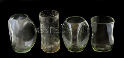 Üveg váza, 4 db, apró hibákkal, m: 16 cm