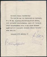 1971 Bortnyik Sándor (1893-1976) aláírása az Öt álló és egy ülő Férfialak c. művének visszavásárlási elismervényén.