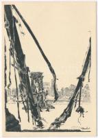 1945 Budapest - 9 db városképes lap a második világháború utáni romokról / 9 town-view postcards of ...