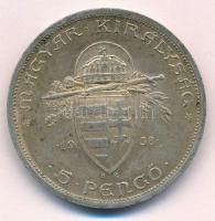 1938. 5P Ag "Szent István" T:2 patina 
Adamo P8.1