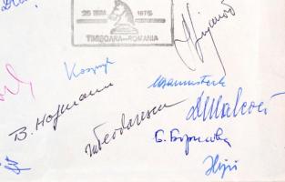 1975 Női sakk bajnokság Románia versenyzők által aláírt alkalmi boríték / Woman's Chess Champio...