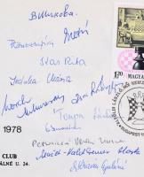 1978 Alföldi László női nemzetközi sakk emlékverseny versenyzők által aláírt alkalmi boríték / Woman...