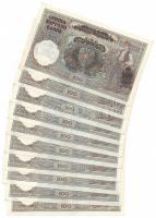 Jugoszlávia 1941. 100D (10x) közte három sorszámkövető pár T:I- 
Yugoslavia 1941. 100 Dinara (10x) ...