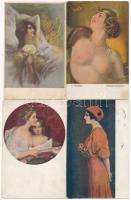 44 db régi motívumlap, főleg hölgyek, művészlapok, romantikus lapok / 44 pre-1945 motive cards, mainly ladies, art postcards, romantic couples