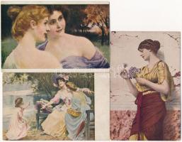 44 db régi motívumlap, főleg hölgyek, művészlapok, romantikus lapok / 44 pre-1945 motive cards, main...