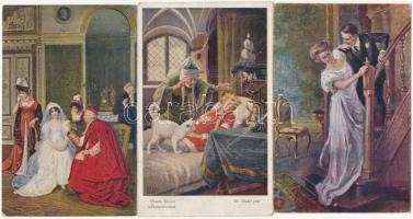 37 db régi művészlap, főleg hölgyek / 37 pre-1945 art postcards, mainly ladies motive