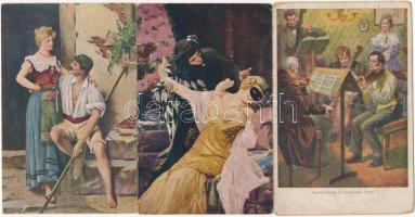 37 db régi művészlap, főleg hölgyek / 37 pre-1945 art postcards, mainly ladies motive