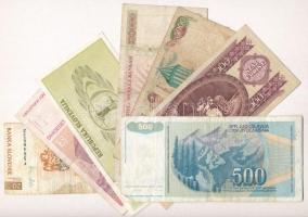 Vegyes 7db-os papírpénz tétel, benne török, szlovén, horvát, magyar és jugoszláv bankjegyek T:III,II...