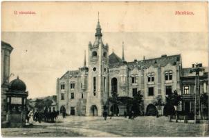 1911 Munkács, Mukacheve, Mukachevo, Mukacevo; Új városháza, üzlet. Kiadja Özv. Meisels Dávidné / the new town hall, shop (fl)
