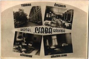 1929 Békéscsaba, Hotel Csaba szálloda, terasz, étterem, előcsarnok, szállodai szoba, belsők. photo (EK)