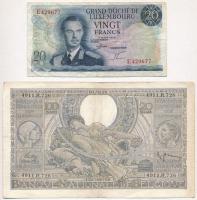 Belgium 1938. 100Fr/20B + Luxemburg 1966. 20Fr T:III Belgium 1938. 100 Francs/20 Belgas + Luxembourg 1966. 20 Francs C:F