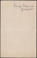 1918 Simonyi Zsigmond (1853-1919) nyelvtudós, egyetemi tanár saját kézzel írt levele, benne gratulác...