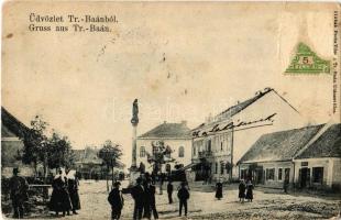 1908 Bán, Trencsénbán, Bánovce nad Bebravou; Fő tér, üzletek. Kiadja Fuchs Vilmos / main square, shops (felületi sérülés / surface damage)