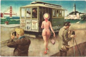 6 db MODERN erotikus motívumlap, reklámlapok / 6 modern erotic motive postcards, advertisement cards