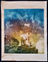 Egresi Zsuzsa (1954-): Régi dolgok emlékezete. Színezett rézkarc (45/100), papír, jelzett, szélén sz...