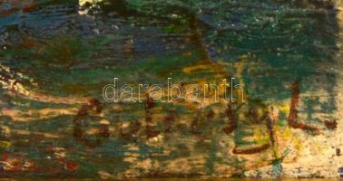 Gulácsy jelzéssel: Dombos táj. Olaj,karton, keretben, 16×23 cm