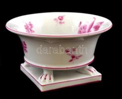 Herendi virágmintás díszkaspó, kézzel festett, jelzett, hibátlan, d: 10,5 cm, m: 5,5 cm