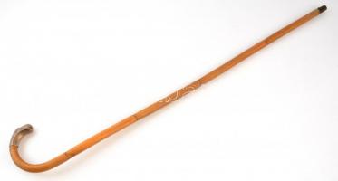 Ezüst (Ag.) fejes bambusz sétabot, jelzett, m: 91 cm