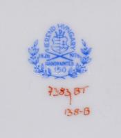 Herendi virágmintás áttört porcelán kosár, kézzel festett, jelzett, kis lepattanással, 12×12 cm