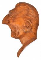 Jelzés nélkül: Férfi fej (karikatúra) fa faragás, 17×13 cm