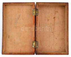 Fa festett kártyadoboz, kopott, 11,5×7 cm