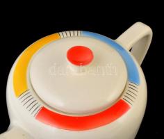 Dekoratív Gránit teáskanna, belső peremén lepattanásokkal + cukortartó fedél nélkül + kiöntő, jelzet...