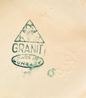 Dekoratív Gránit teáskanna, belső peremén lepattanásokkal + cukortartó fedél nélkül + kiöntő, jelzet...