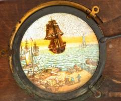 Antik képnézegető, festett üveglapokkal, fém szerelékkel, hibásak, összesen: 4 db, jelzés nélkül,  1...