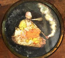 Antik képnézegető, festett üveglapokkal, fém szerelékkel, hibásak, összesen: 4 db, jelzés nélkül,  1...