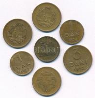 Románia 1947. 50b sárgaréz + 1952. 1b Cu-Ni (2x) + 1952. 3b Cu-Ni (2x) + 1953. 3b Cu-Ni (2x) T:2
Ro...