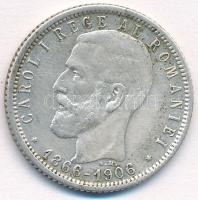 Románia 1906. 1L Ag Károly király uralkodásának 40. évfordulója T:2,2-  Romania 1906. 1 Leu Ag 40th Anniversary - Reign of Carol I C:XF,VF