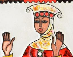 Jelzés nélkül: Reneszánsz pár. ( 2db) Tűzzománc, réz lemez, egyik hibás,  28×14 cm