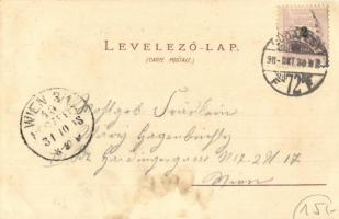 1898 Budapest, Királyi vár, Nyugati pályaudvar, villamos, rakpart, gőzhajó. Gebr. Künzli Nr. 3. Art ...