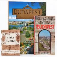 3 db könyv - A régi Pest-Buda; Ein grosser Reiseführer Budapest; Miért szép Budapest? Kiadói papír- és kartonált kötés, kötetenként változó állapotban.
