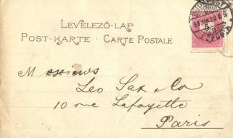1898 Budapest V. Grand Hotel Hungaria reklámlapja, Corso, Hungaria Nagyszálloda, Lánchíd, gőzhajók. ...