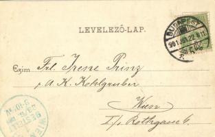 1901 Budapest VIII. Nemzeti színház bérháza, Szikszay Ferenc étterme és kávéháza, villamos. Divald K...