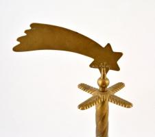 Bronz asztali betlehemi csillagos zászlótartó, m: 39 cm