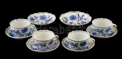 Hutschenreuther porcelán teáscsészék és tányérok, jelzett, kis kopásnyomokkal, 4+6 db