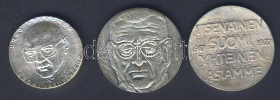 Finnország 1970. 10M Ag "Paasikivi" + 1977. 10M Ag "Függetlenségi évforduló" + 1981. 50M Ag "Kekkonen" emlékérmék díszszettben T:BU