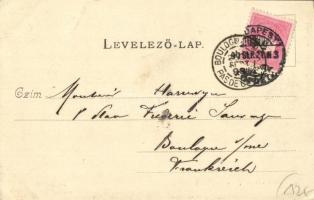 1899 Budapest VIII. Baross utca, villamosok. Divald Károly 142. (EK)