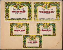 20 db régi italcímke, papírlapokon