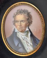 Olvashatatlan jelzéssel: Beethoven, pasztell, papír, üvegezett fa keretben, 6×5 cm